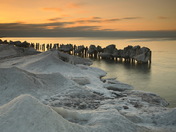 Icy shoreline sunrise