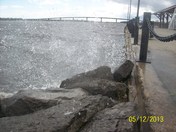 Waves on the Bay of quinte beating up against the Rocks at Meyers Pier