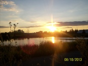 Evening sun and Sunset over the City