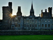 Cardiff castle at sunset