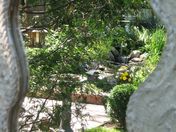 mirror reflection of pond's waterfall