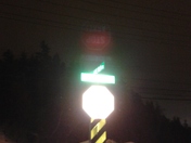 Stop sign reflection.