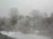 house in ice fog