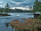 Thaw on Hurd's Lake at twilight.