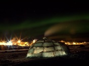 Igloo and northern lights.