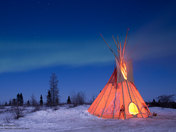 Tepee at Midnight Nothern Lights