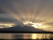 Sunset bands of light