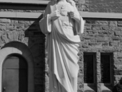  black and white statue of Jesus 