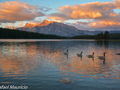 Fiery Golden dawn at Two Jacks Lake 