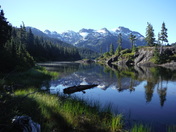 Morning reflections of Big Interior Mountain