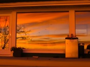 Sunrise in picture window