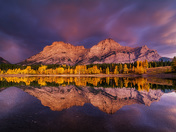Sunrise over the Wedge Pond before color changes.