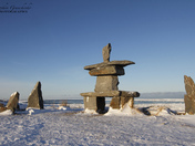Set of rocks and a inuksuk and inukshuk found near Churchill