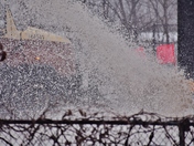 April 15th.Spring cancelled. Snowplow trucker sprays snow.
