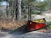 Canoe on the edge of the river