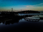 Little Bridge. Big Bridge. River. Ocean. 