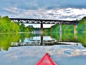 The Paris (Ontario, Canada) Railway Bridge over Grand River, seen from a kayak