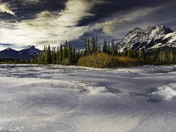 Wispy Clouds over Mt. Kidd and Icy Kananaskis River