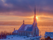 January sunrise and the church of Chateau-Richer 
