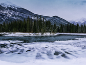 Icy Bow River Bend, Misty Mountains