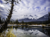 Cloudy Three Sisters Reflection