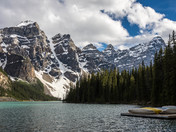 Moraine Lake Waiting Canoes