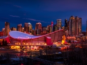 Calgary Lights Glowing At Night