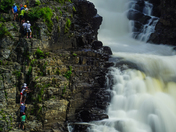 Climbing the falls 