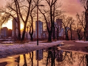 Sunset Puddle Reflections