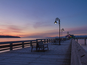 Peaceful morning sunrise on the pier.