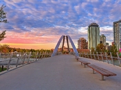 Cloudy Sunrise Sky Over Downtown Calgary