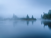 Devils river in the fog 
