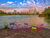 Park Chairs Overlooking Downtown Calgary