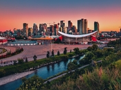 Vivid Summer Sunrise Over Downtown Calgary