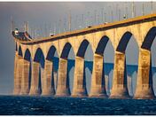 close up confederation bridge after opening to N.S.  N.B. AND N.F.L.D. 