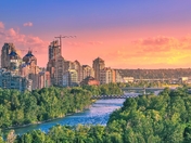 Sunset Sky Surrounding Downtown Calgary
