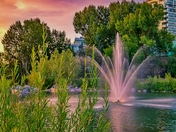 Scenic Fountain In A Summer Park
