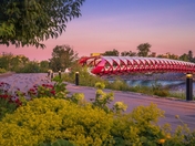 Sunrise Sky Over The Peace Bridge Promenade