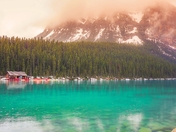 Sunrise Clouds Glowing Over Lake Louise
