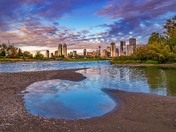 Colorful Sunrise Clouds Over Downtown Calgary