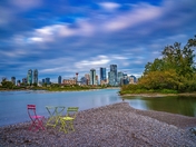 Cloudy Sky Over The Downtown Calgary River Valley