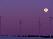 Moonrise Over A Wind Farm
