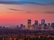 Warm Fall Sunrise Over Downtown Calgary