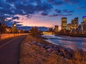 Bow River Pathway Glowing At Night