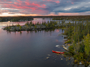 Beyond hidden lake sunset