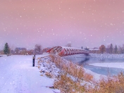 Snowfall Over The Peace Bridge Promenade
