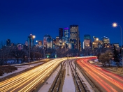 Nighttime City Light Trails 