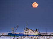 Wolf Moon over Gimli Harbour