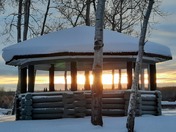 Sunset though the cabin