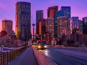Sunrise Traffic In Downtown Calgary